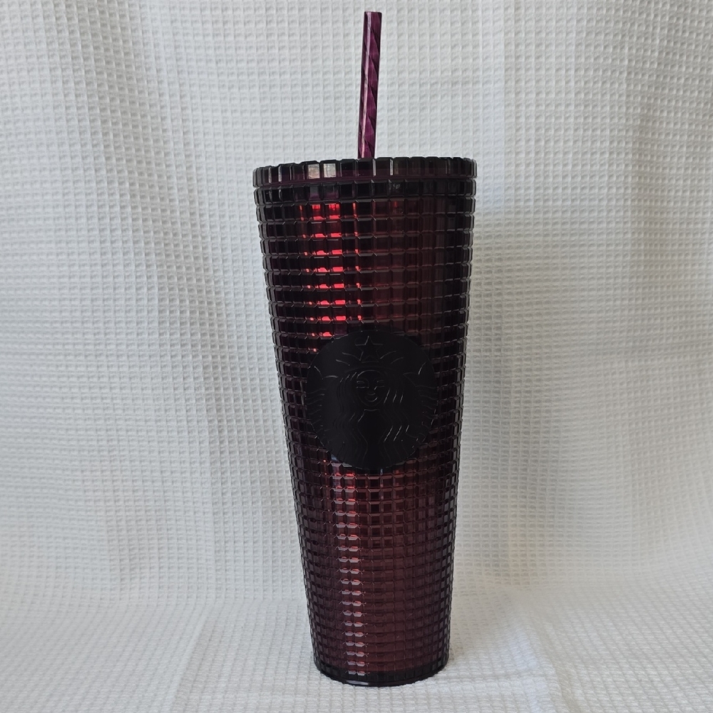 Starbucks Dark Red Textured Tumbler with Straw